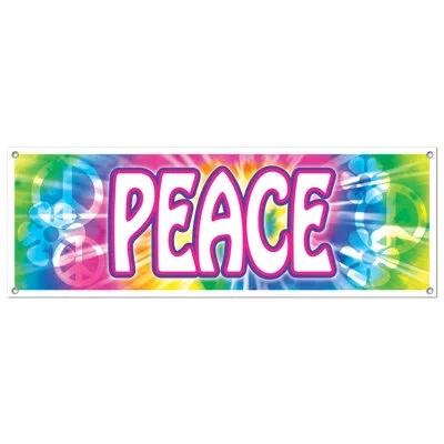 Beistle Peace Sign Banner - 5' X 21" - Pack Of 12 In Multicolor