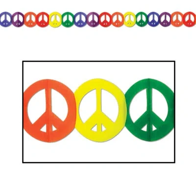 Beistle Peace Sign Garland - 5â¾" X 12' - Pack Of 12 In Multicolor