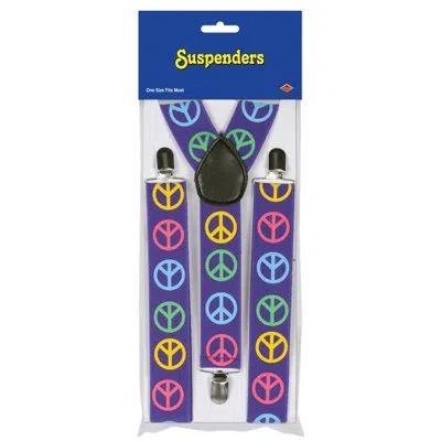 Beistle Peace Sign Suspenders - Pack Of 12 In Multicolor