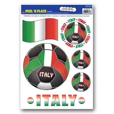 Beistle Peel 'n Place - Italy - 12" X 17" Sh - Pack Of 12 In White;green;red