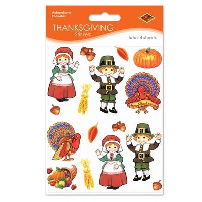 Beistle Pilgrim & Turkey Stickers In Multicolor