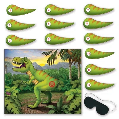 Beistle Pin The Tail On The Dinosaur Game In Green