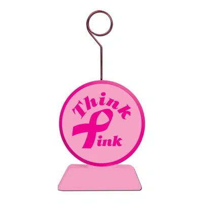 Beistle Pink Ribbon Photo/balloon Holder In Multicolor