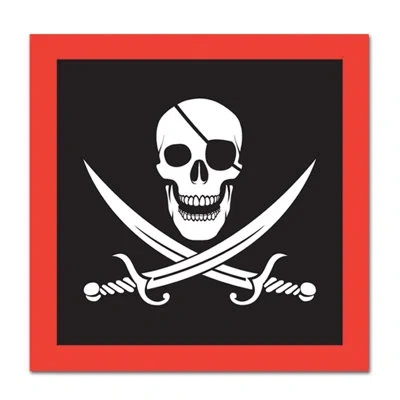 Beistle Pirate Luncheon Napkins - Pack Of 12 In Black