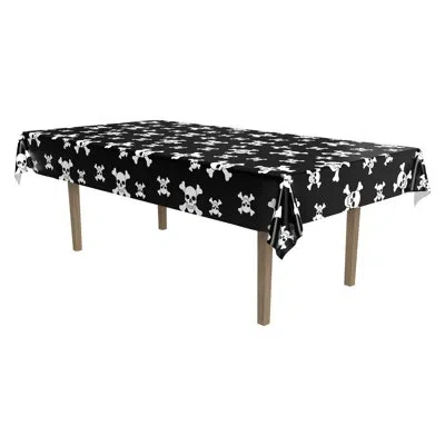 Beistle Pirate Tablecover - 54" X 108" - Pack Of 12 In Black