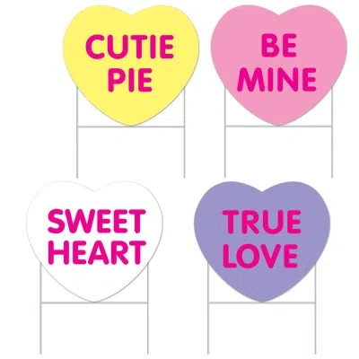 Beistle Plastic Candy Heart Yard Signs In Multicolor