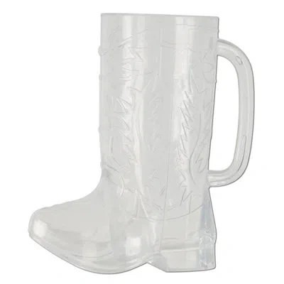 Beistle Plastic Cowboy Boot Mug - 17 oz - Pack Of 12 In Clear