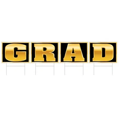Beistle Plastic Grad Yard Sign - 11â½" X 6' - Pack Of 6 In Multicolor