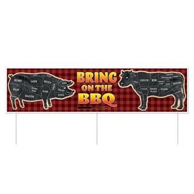 Beistle Plastic Jumbo Bring On The Bbq Yard Sign In Multicolor