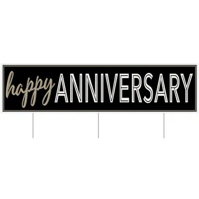 Beistle Plastic Jumbo Happy Anniv Yard Sign In Black