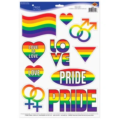 Beistle Pride Peel 'n Place - 12" X 17" Sh - Pack Of 12 In Multicolor