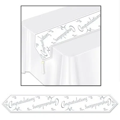 Beistle Printed Congratulations Table Runner In Silver