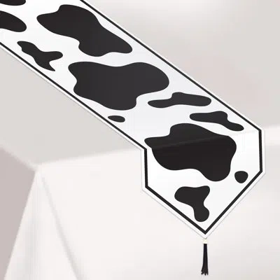 Beistle Printed Cow Print Table Runner In Black