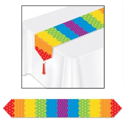 Beistle Printed Dots & Stripes Table Runner In Multicolor