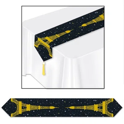 Beistle Printed Eiffel Tower Table Runner In Black