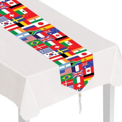 Beistle Printed International Flag Table Runner In Multicolor
