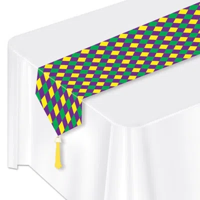 Beistle Printed Mardi Gras Table Runner In Multicolor