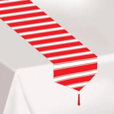 Beistle Printed Red & White Stripes Table Runner In Multicolor