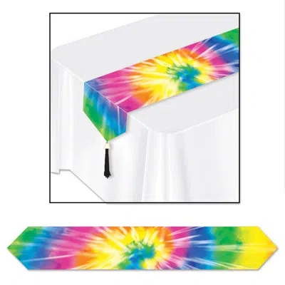 Beistle Printed Tie-dyed Table Runner In Multicolor