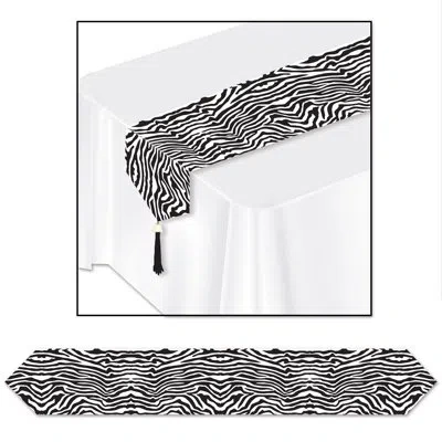 Beistle Printed Zebra Print Table Runner In Black