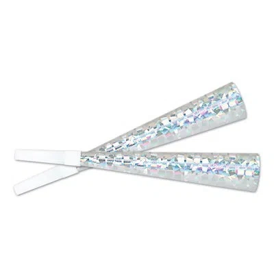 Beistle Prismatic Horns - 9" - Pack Of 100 In Silver