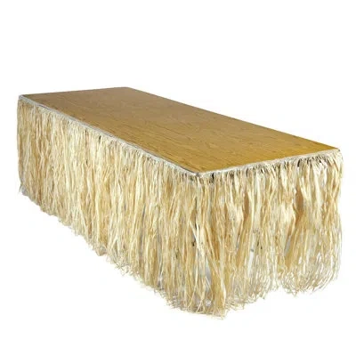Beistle Raffia Table Skirting - 30" X 9' - Pack Of 6 In Gold