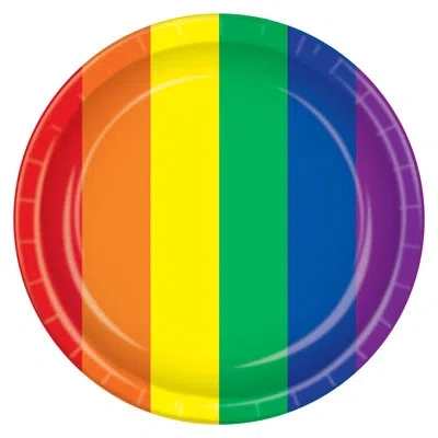 Beistle Rainbow Plates - 7" - Pack Of 12 In Multicolor