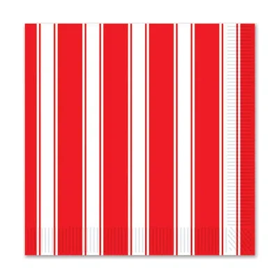 Beistle Red & White Stripes Beverage Napkins