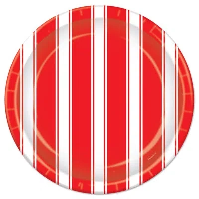 Beistle Red & White Stripes Plates In Multicolor
