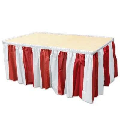 Beistle Red & White Stripes Table Skirting