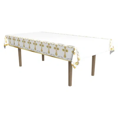 Beistle Religious Tablecover - 54" X 108" - Pack Of 12 In White