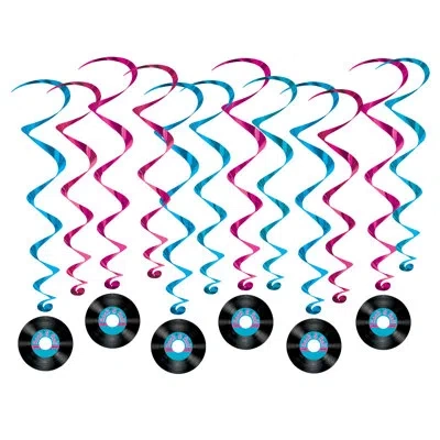 Beistle Rock & Roll Record Whirls In Multicolor