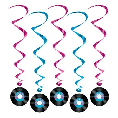 Beistle Rock & Roll Record Whirls In Multicolor