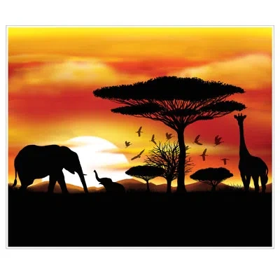 Beistle Safari Insta-mural - 5' X 6' - Pack Of 6 In Multicolor