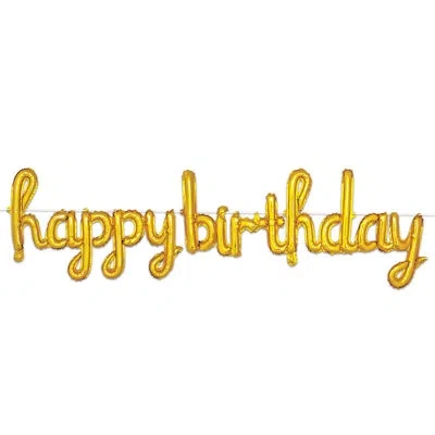 Beistle Script Happy Birthday Balloon Streamer In Gold