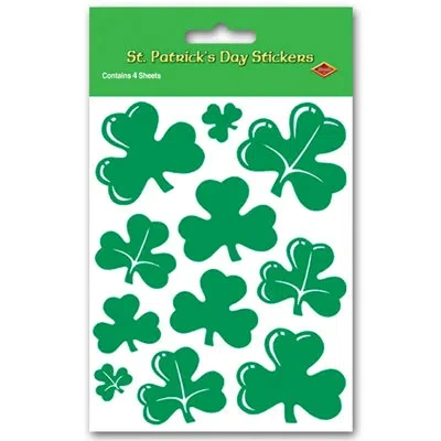 Beistle Shamrock Stickers - 4â¾" X 7â½" - Pack Of 12 In Green