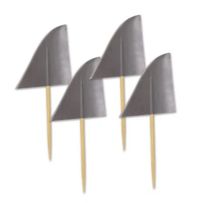 Beistle Shark Fin Picks - 2â½" - Pack Of 12 In Grey