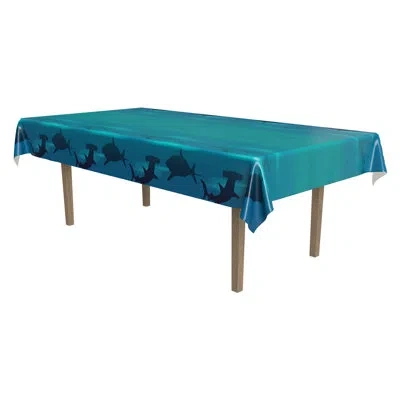 Beistle Shark Tablecover - 54" X 108" - Pack Of 12 In Blue
