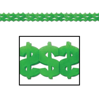 Beistle "$" Sign Garland - 5â¾" X 12' - Pack Of 12 In Green