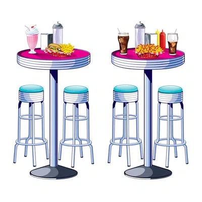 Beistle Soda Shop Tables & Stools Props In Multicolor