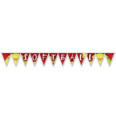 Beistle Softball Pennant Banner - 11" X 7' 4" - Pack Of 12 In Multicolor