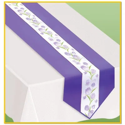 Beistle Spring Tulips Fabric Table Runner In Multicolor