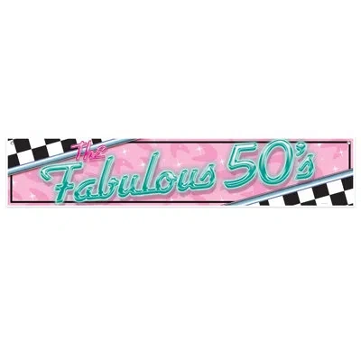 Beistle The Fabulous 50's Banner - 5' - Pack Of 12 In Pink