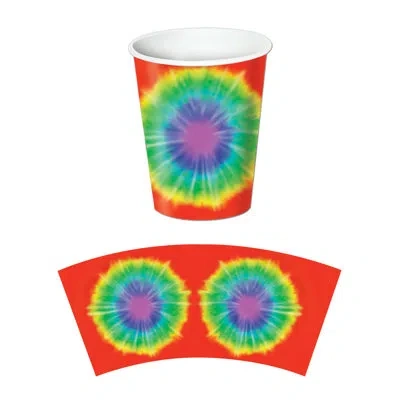 Beistle Tie-dyed Beverage Cups - 9 oz - Pack Of 12 In Multicolor