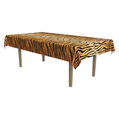Beistle Tiger Print Tablecover - 54" X 108" - Pack Of 12 In Multicolor