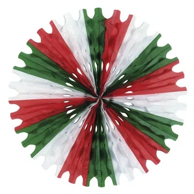 Beistle Tissue Fan - Pack Of 12 In Red,white,green