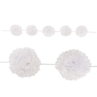 Beistle Tissue Flower Garland - 10" X 8' - Pack Of 6 In White