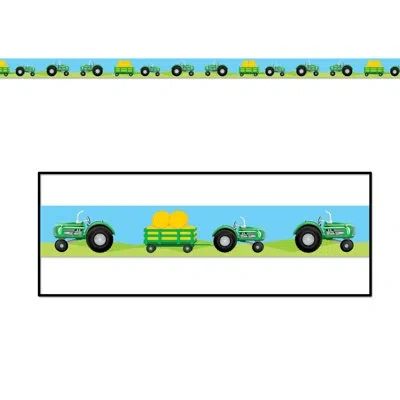 Beistle Tractor Party Tape - 3" X 20' - Pack Of 12 In Multicolor