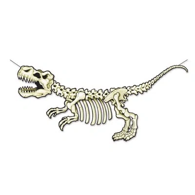 Beistle T-rex Skeleton Streamer - 28â½" X 5' - Pack Of 12 In White