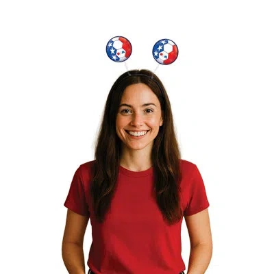 Beistle United States Soccer Boppers Headband – Snap-on Black Plastic Usa Headband, American Flag Football F In Multicolor